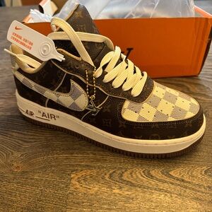 Brown and Cream checker Sneakers